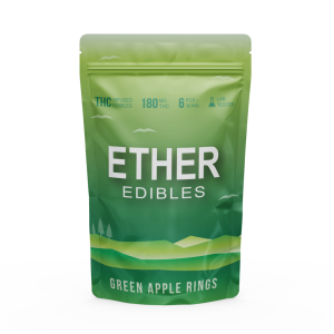 Ether Edibles - THC Gummies Green Apple Rings 180mg