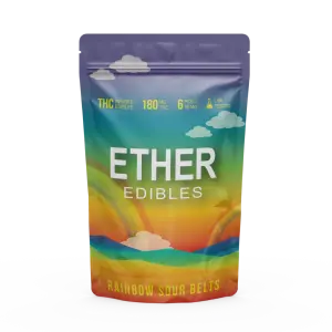 Ether Edibles - THC Gummies Rainbow Sour Belts 180mg